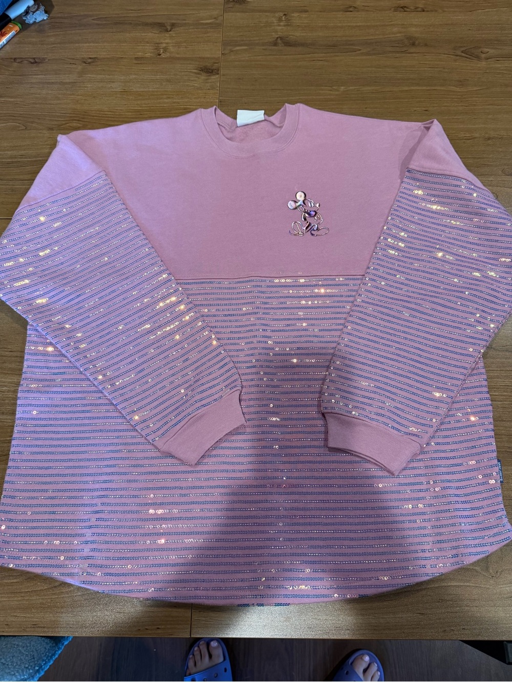 NW/OT Disney Lilac Sequin-Striped Spirit Jersey Sweatshirt XXL